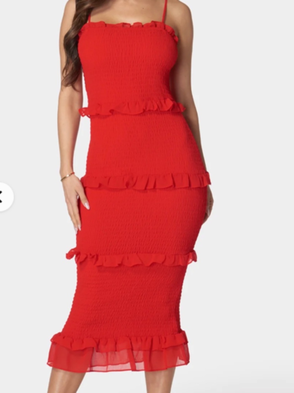 Bebe Georgette Smocked Midi Dress